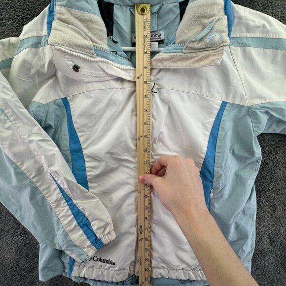 Columbia Jacket Girls Medium 10-12 White Blue Full Zip Hooded Whirlibird Youth - Picture 2 of 16